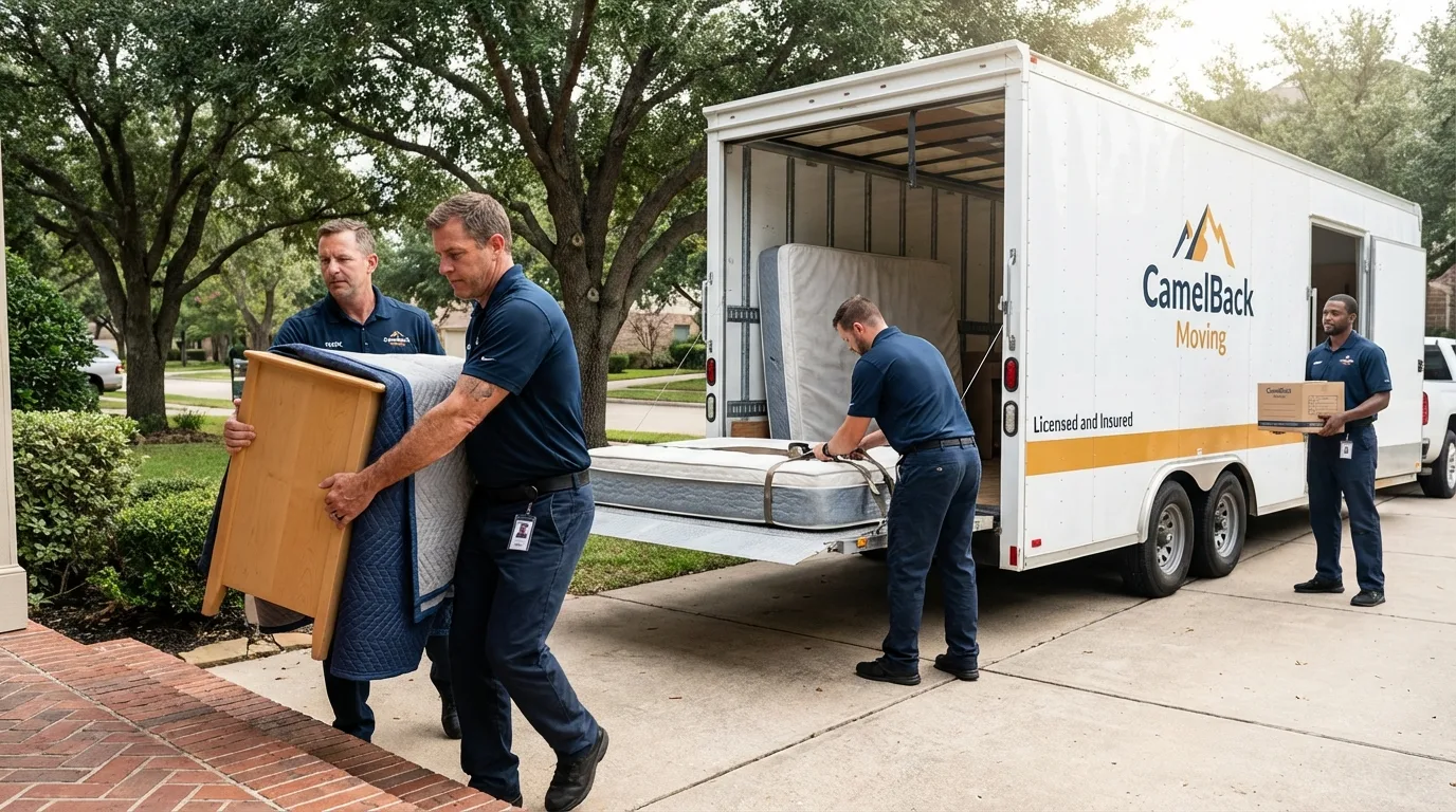 Crew loading residential truck for cross-state move from Starkville, MS