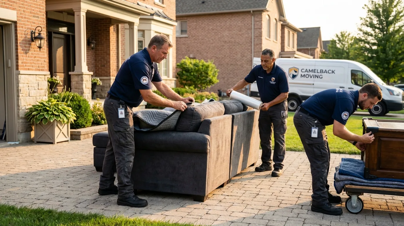 Large estate moving crew wrapping furniture in Starkville, MS