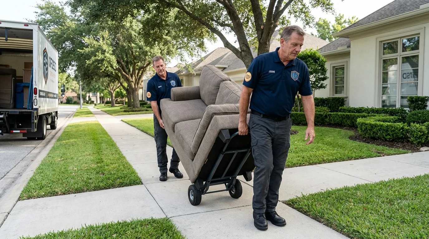 Local residential moving crew loading furniture in Starkville, MS