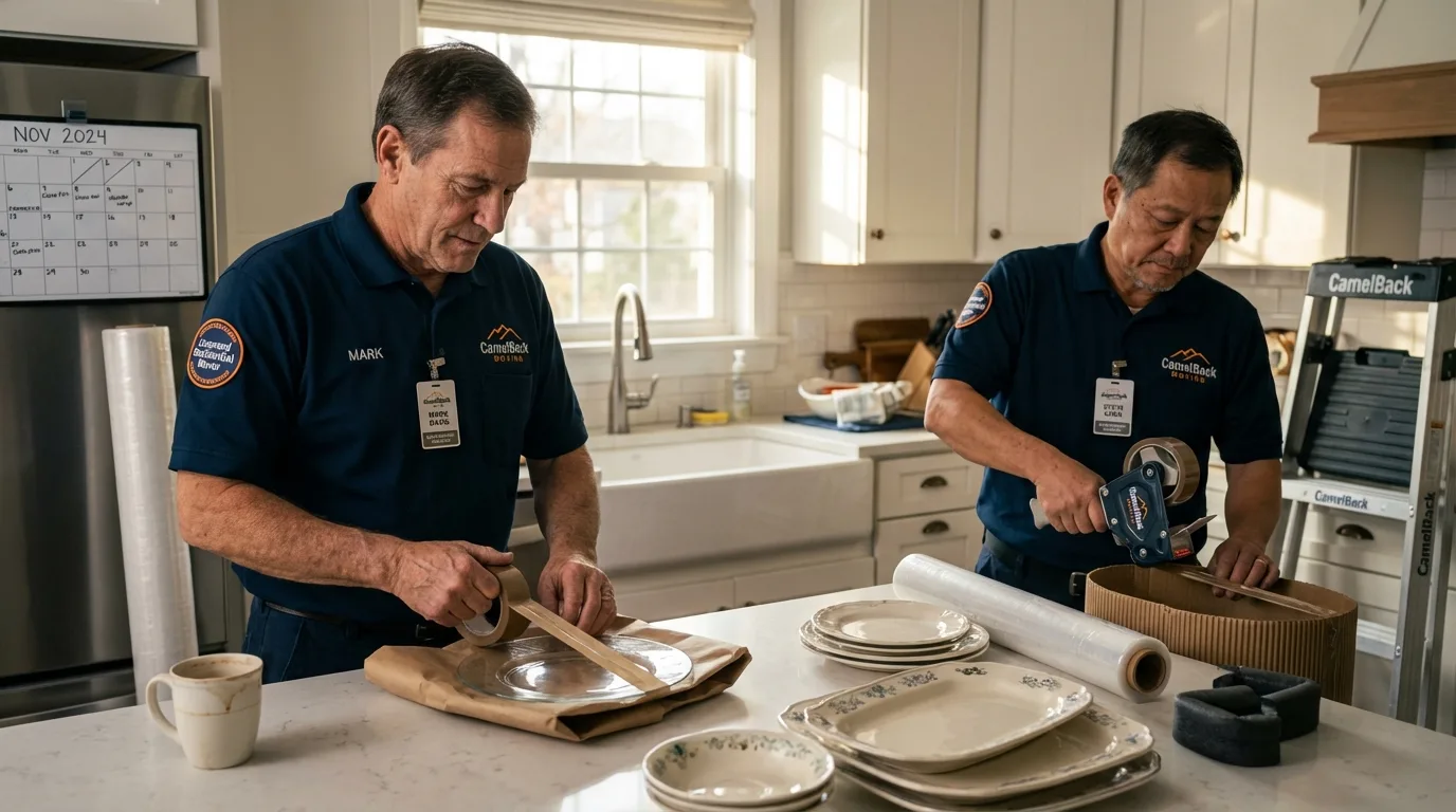Professional crew packing kitchen dishware in Starkville, MS